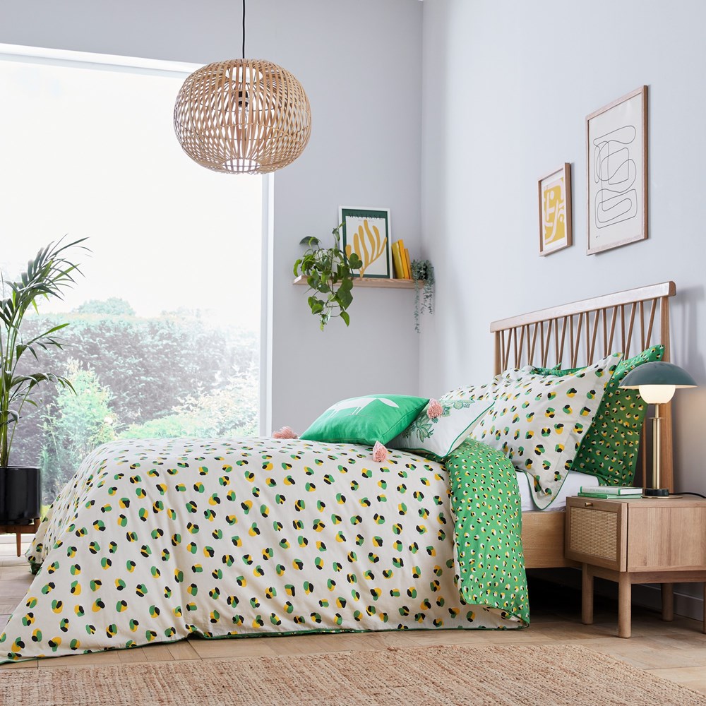 Leopard Dot Bedding by Scion in Mint Leaf Green